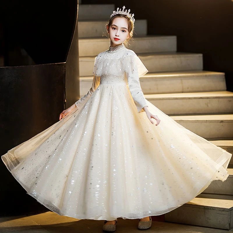 儿童礼服女童公主裙高端主持人花童婚礼小女孩婚纱钢琴演