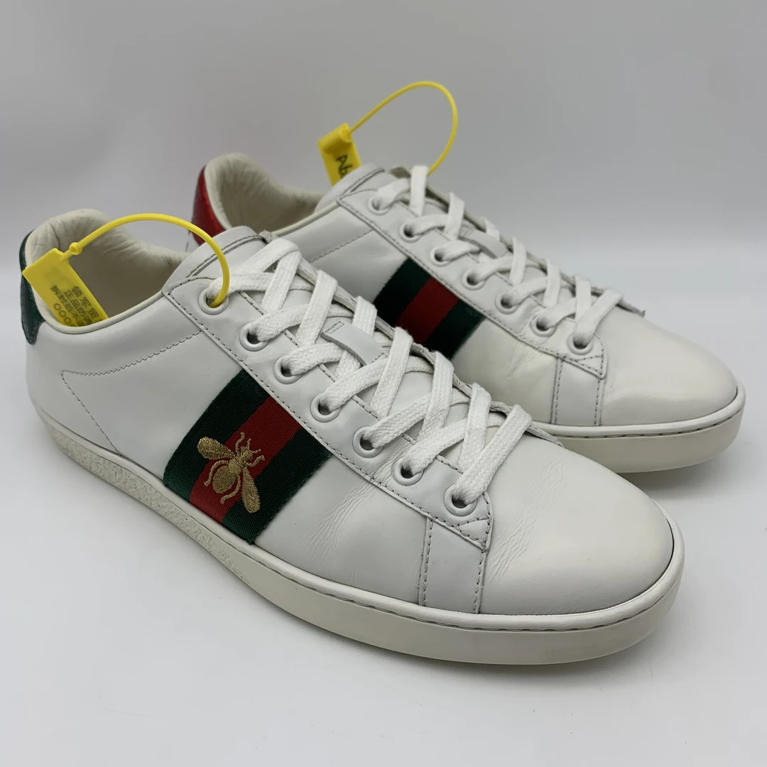 古驰/Gucci二手男士白色蜜蜂休闲时尚板鞋/成色一般/37.5码