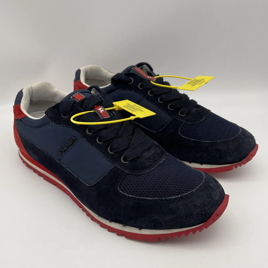 95新 Prada/普拉达  二手麂皮拼接舒适休闲时尚低帮板鞋/41欧码