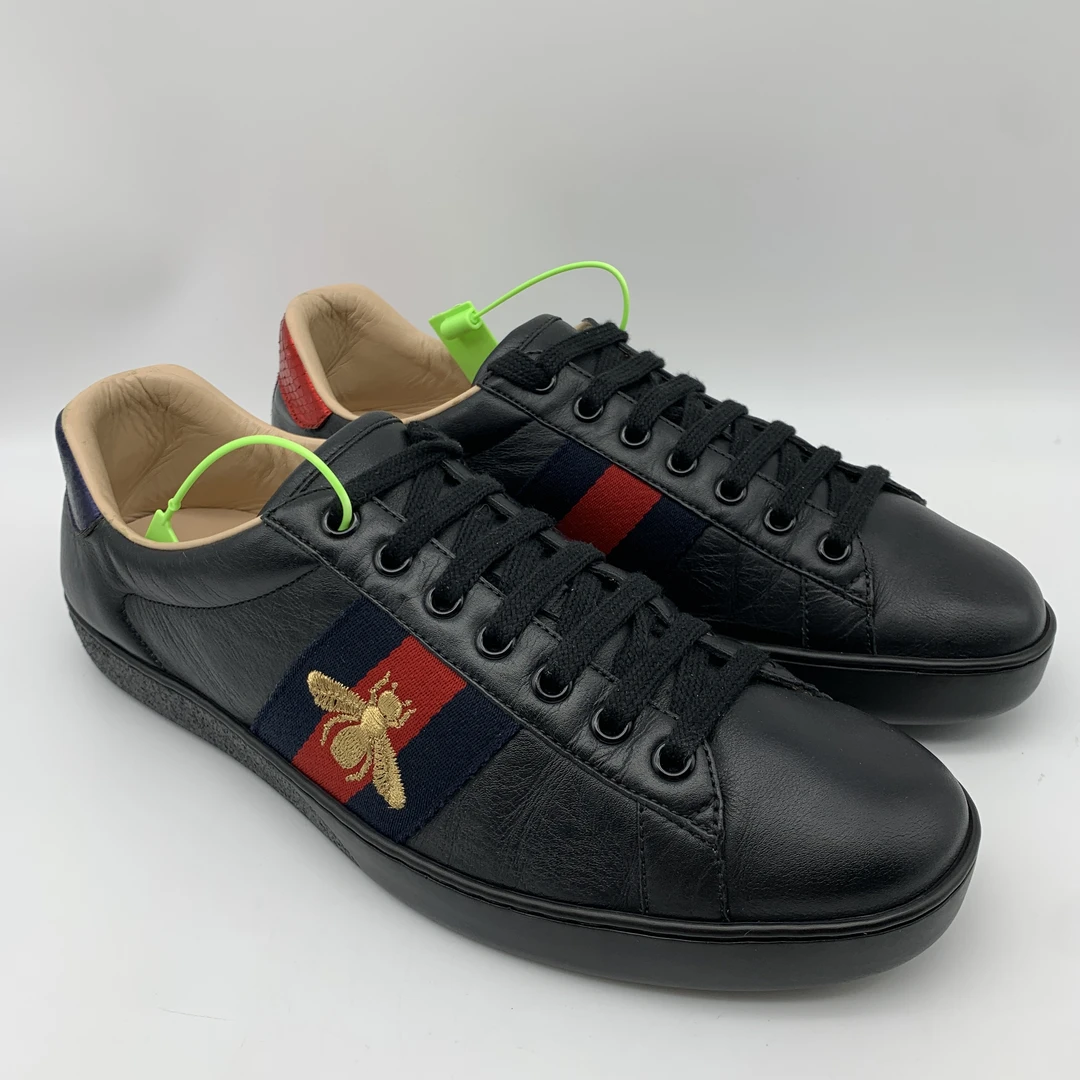 Gucci/古驰 二手男士黑色休闲时尚百搭蜜蜂板鞋/95新41.5码