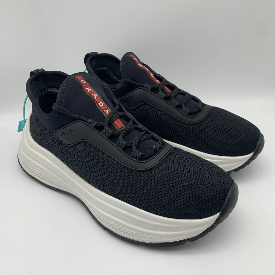 Prada/普拉达黑色简约厚底舒适休闲百搭运动鞋/成色自定义/39.5码