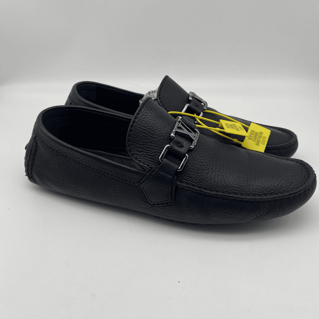 LouisVuitton/路易威登黑色银色互扣百搭豆豆鞋/95新41.5欧码