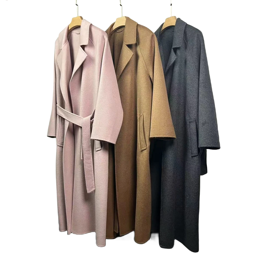 M家经典浴袍腰带加长款宽松气质时尚双面呢设计师秋冬大衣2000