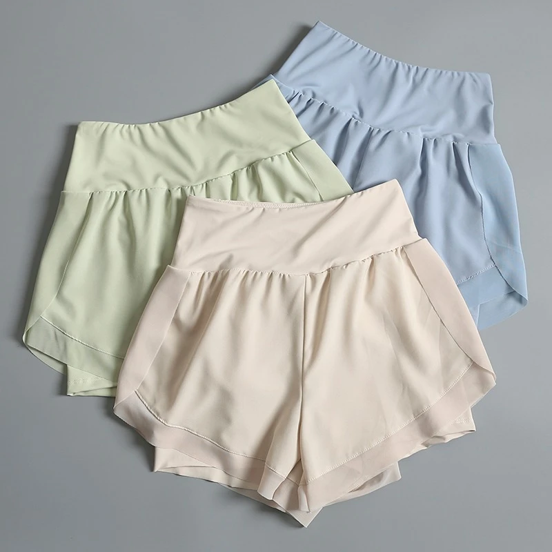 假两件运动短裤女防走光跑步健身瑜伽服高腰休闲透气热裤速干