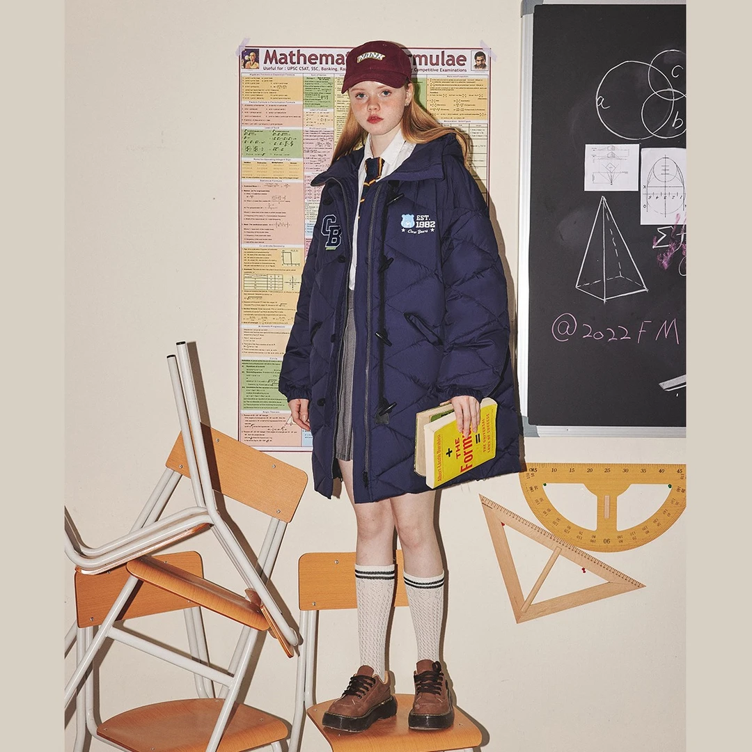 unifree中长款羽绒服秋冬网红爆款学院风时尚洋气百搭潮流休闲