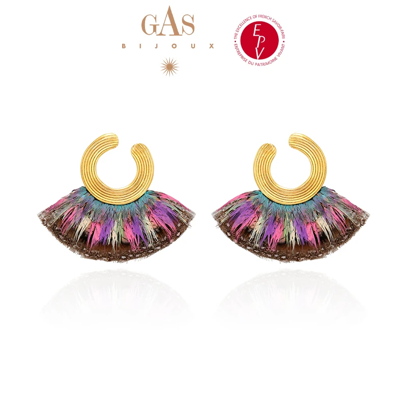 AZLOOK 耳饰【法国进口】GAS BIJOUX 色彩之翼羽毛耳环
