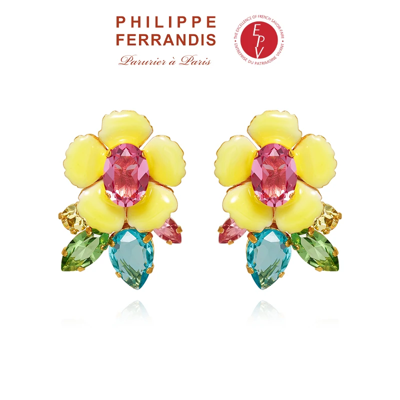 铜合金耳饰 【法国进口】Philippe Ferrandis莫奈花园山茶花耳饰