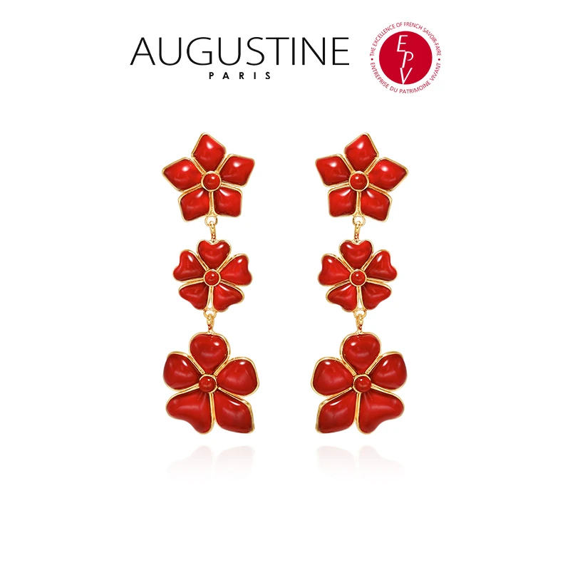 AZLOOK【法国进口】AUGUSTINE 奥古斯汀山茶花系列耳环时尚轻奢珠宝