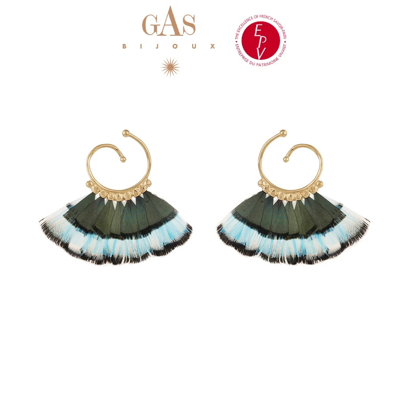 AZLOOK 耳环【法国进口】GAS BIJOUX 色彩之翼羽毛耳环