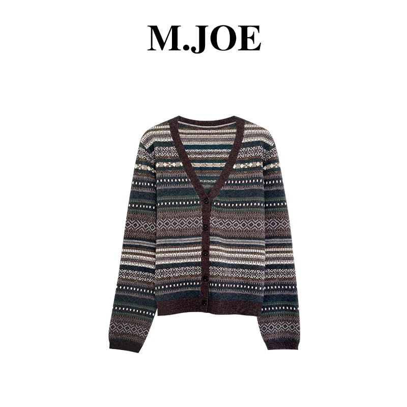 秋冬款复古提花宽松针织开衫女新款内搭时尚高级感秋天针织毛衣