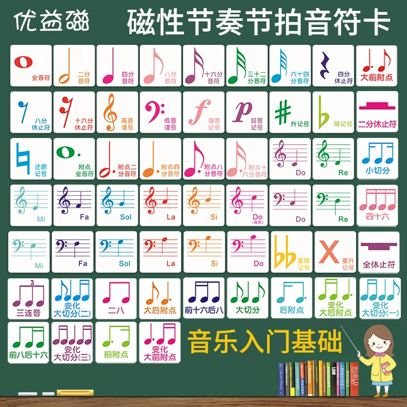 幼儿童乐理节奏节拍认音启蒙早教入门识谱五线谱钢琴简卡片教学具