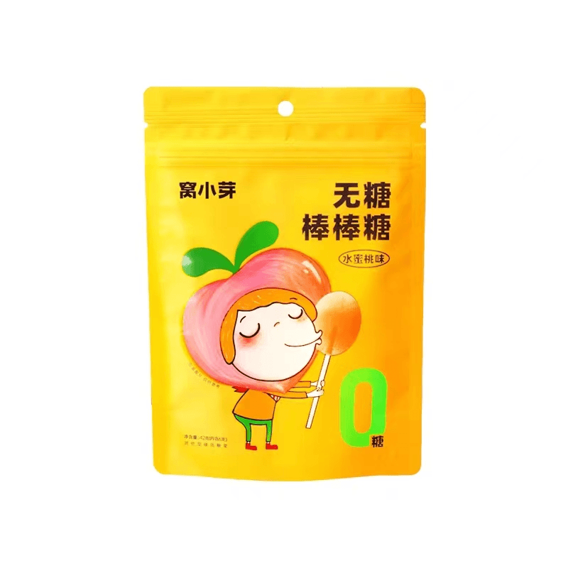 （3袋）窝无糖棒棒糖 雪梨蓝莓水蜜桃vc益生菌糖果0糖休闲零食6支