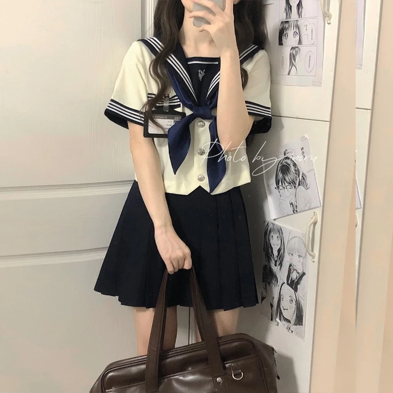 短款临川高校jk制服学院风基础款水手服日系长短袖学生原创秋冬套