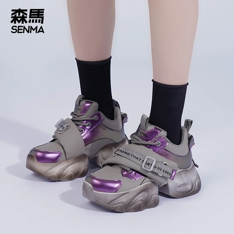 SENMA/森马秋冬新款魔术贴厚底增高老爹鞋休闲百搭时尚运动潮流