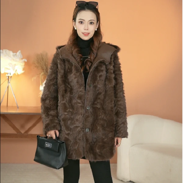 李李【星芒羽织】2024连帽中长款外套秋冬时尚休闲女士宽松