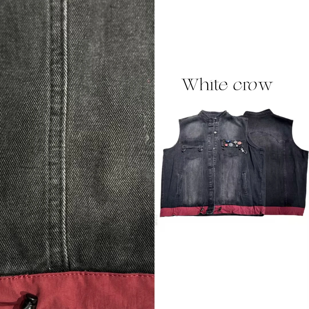 白乌鸦【下摆撞色】时尚潮流宽松马甲54377