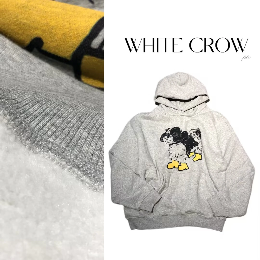 白乌鸦【袜子狗狗】连帽加绒卫衣休闲时尚宽松7349