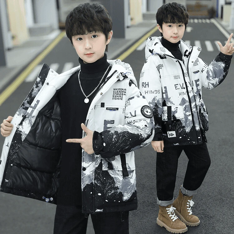 男童冬装棉衣外套男孩洋气儿童冬季棉袄中大童中长款加厚棉服潮衣