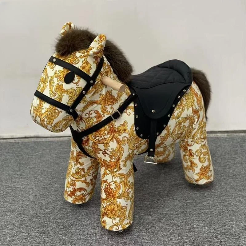 德兹法式动物椅创意卡通小马凳摇摇椅儿童摇摇马滑轮小木马可骑行