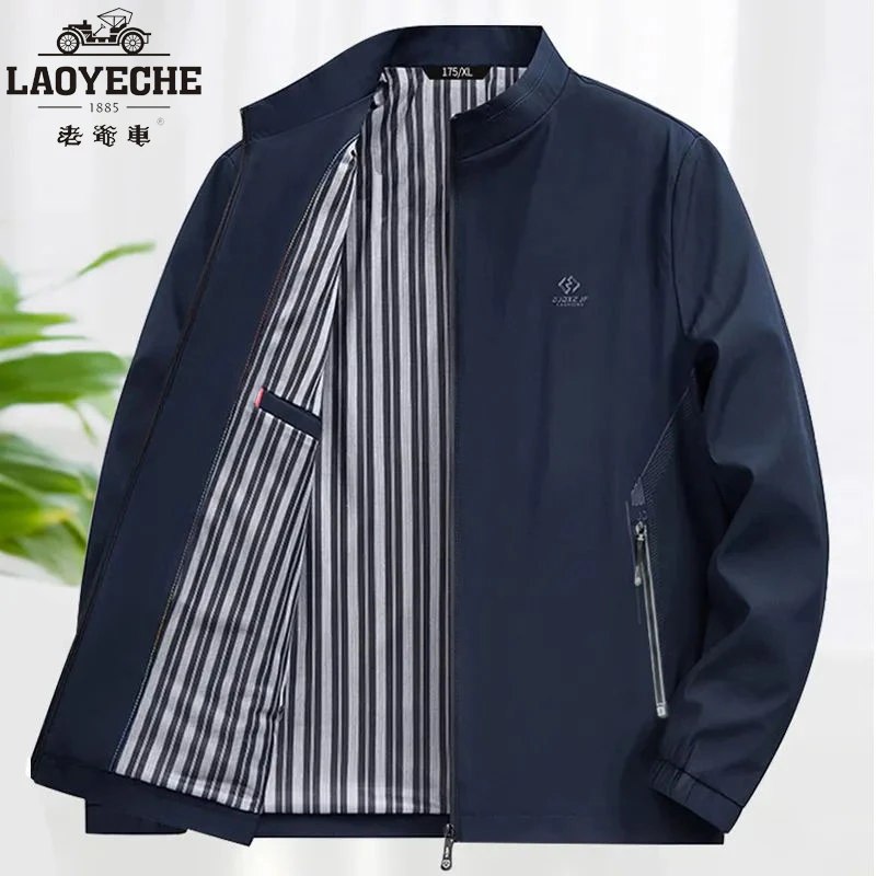 LAOYECHE/老爷车早秋季新款立领男士夹克中老年人大码休闲男外套