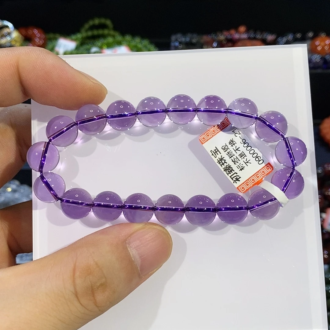 水晶手链未镶嵌巴西浓郁紫水晶10+