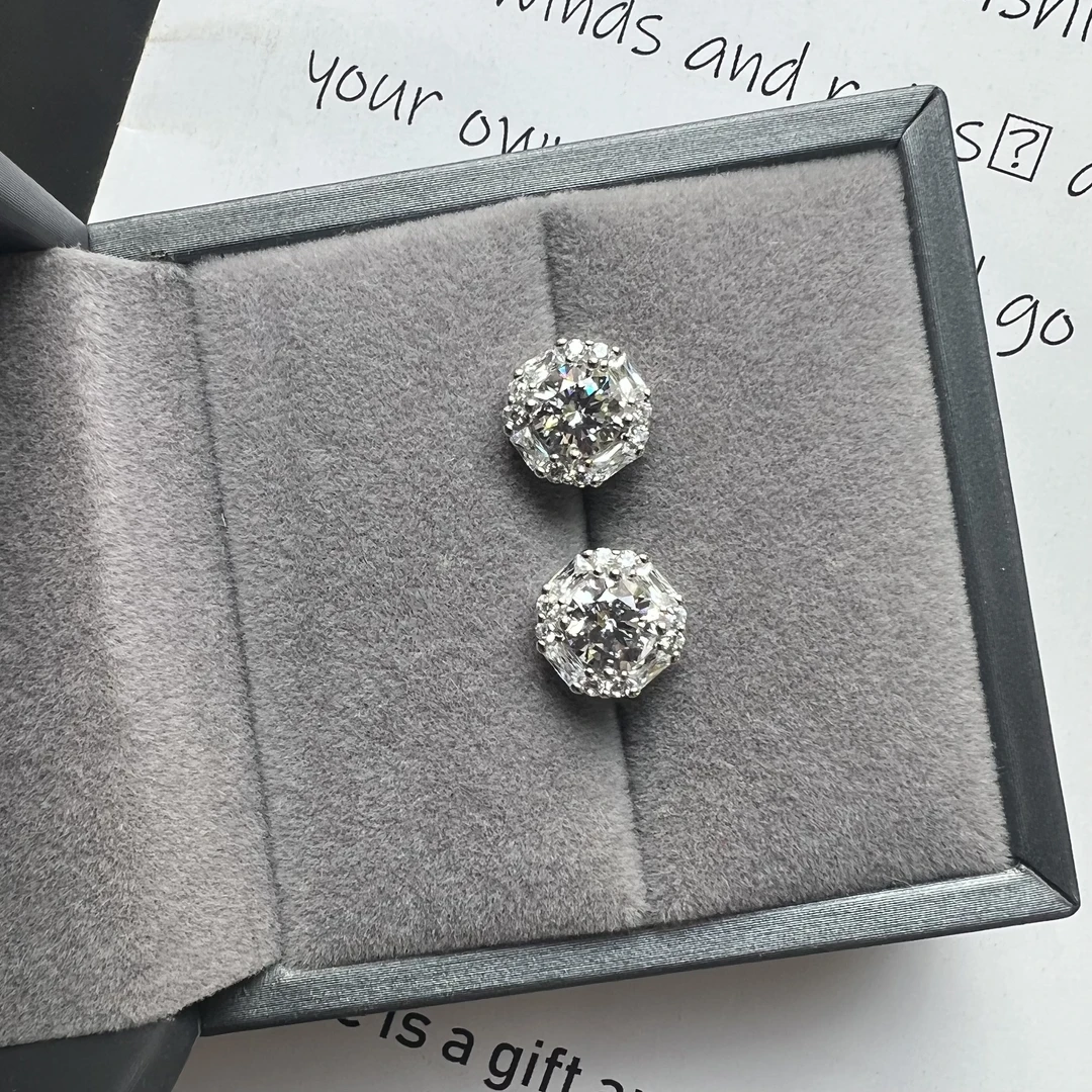 南非钻九号矿耳饰2ct 【美不将就】流光溢彩耳钉LB286