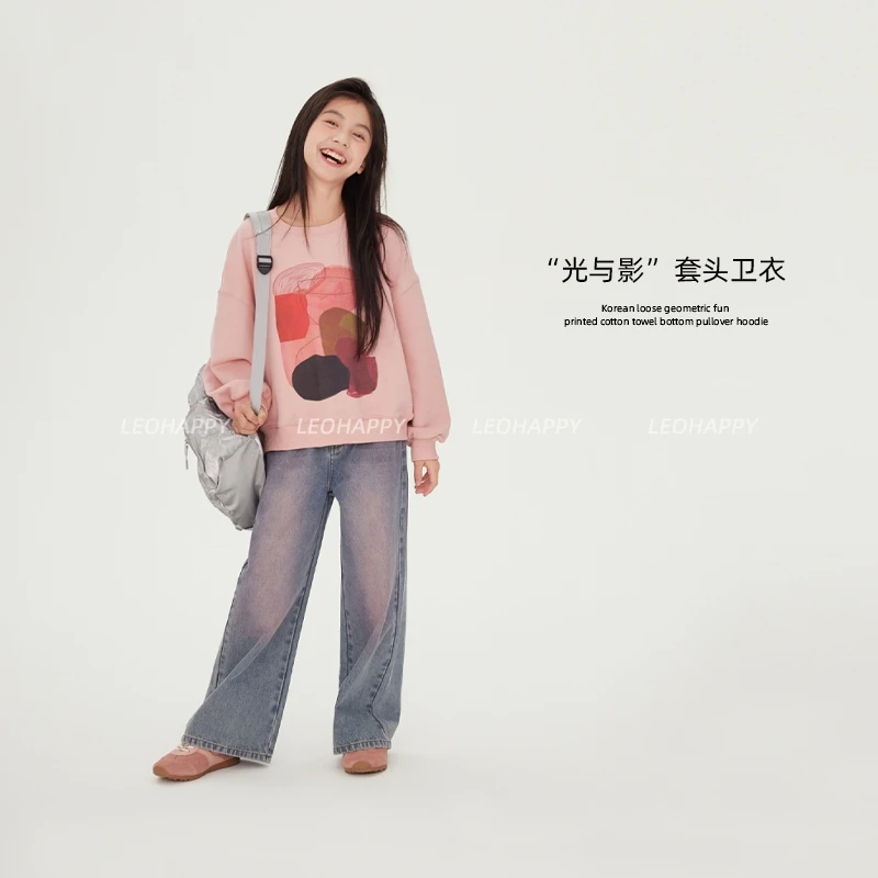 【光与影】韩系宽松几何趣味印花棉质毛巾底套头卫衣