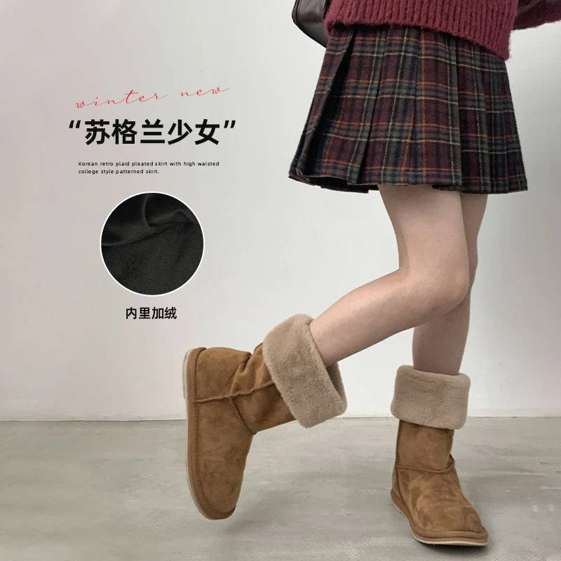 【苏格兰少女】女童韩系百搭复古格子百褶裙高腰学院风格纹半身裙