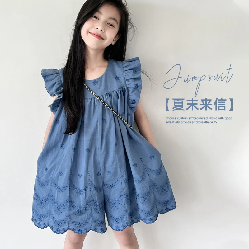 【夏末来信】女童裤子儿童法式设计感连体裤度假风中大童连身裤