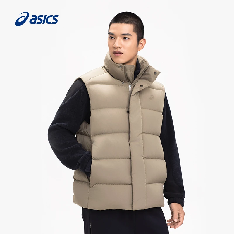 ASICS亚瑟士新款秋冬羽绒服男式梭织保暖立领厚羽绒马甲