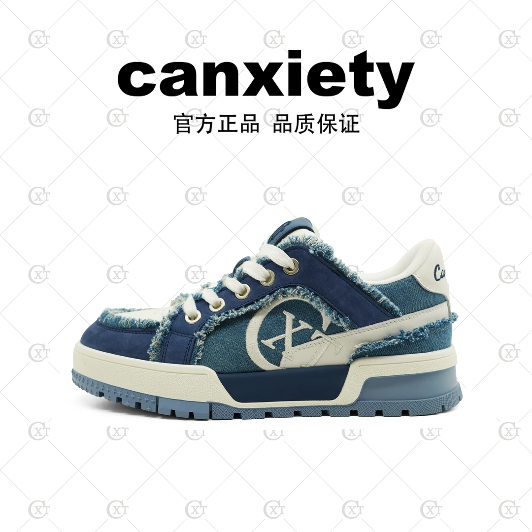 CANXIETY2023夏季新款时尚潮流刺绣拼接休闲百搭板鞋