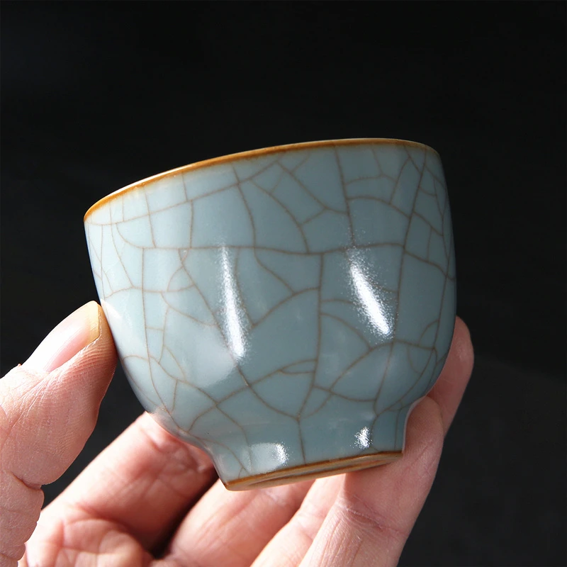 凝香阁开片仿古釉天青汝窑品茗杯家用陶瓷冰裂釉功夫茶杯普洱茶杯