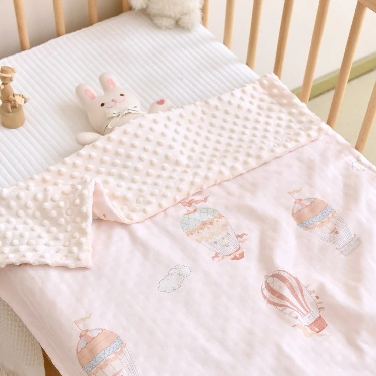 A类纯棉儿童夏季婴儿新生儿盖毯纱布豆豆绒幼儿园空调被盖毯盖被