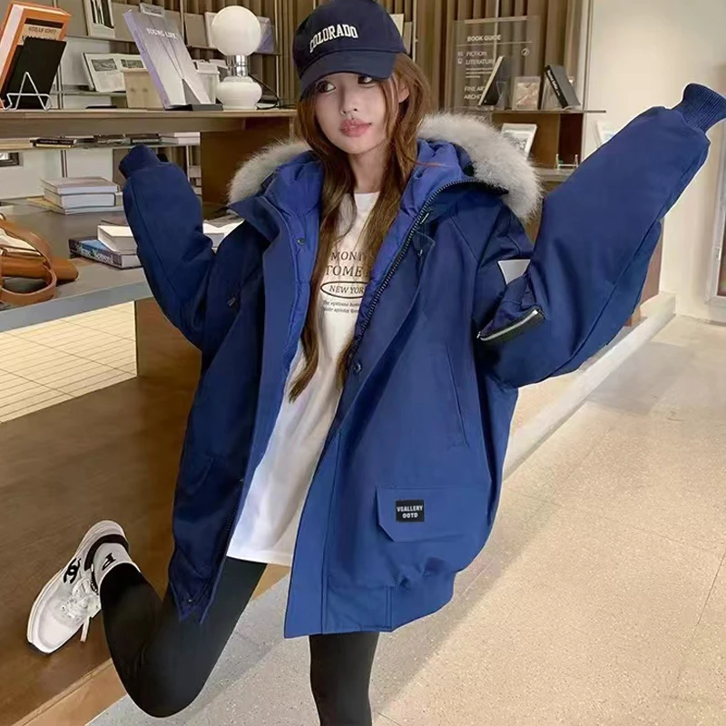 新国标90情侣款派克羽绒服女冬季加厚宽松大码保暖男女同款外套潮