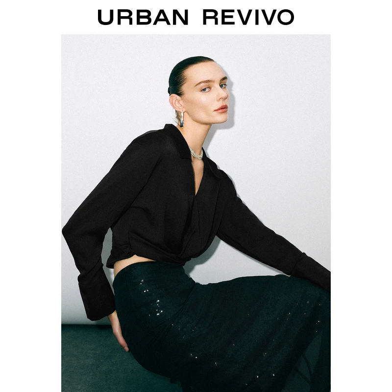 UR女装设计感打揽缩褶扭褶罩衫衬衫UWG240230