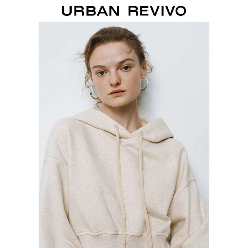 UR冬季新款女装休闲感简约连帽抽绳短款卫衣UYY440092