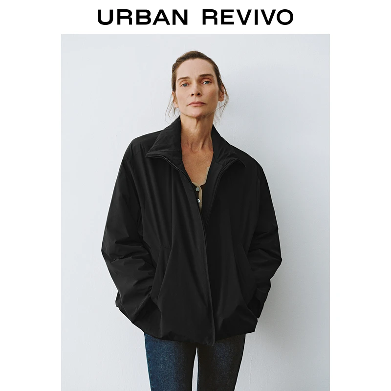 UR秋冬新款女装时尚百搭休闲廓形抽绳立领棉服UWM140011