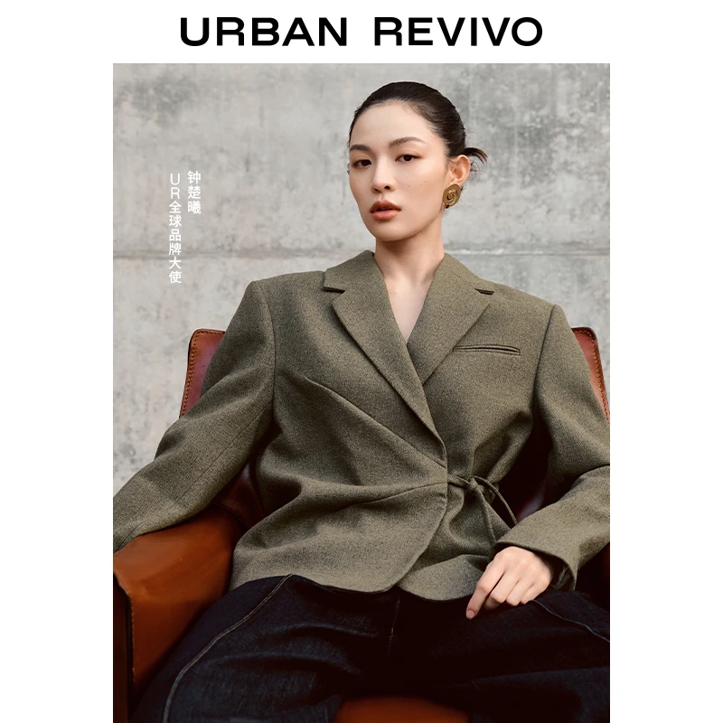 【钟楚曦同款】UR新款女高智感平驳领西外套UWG140127