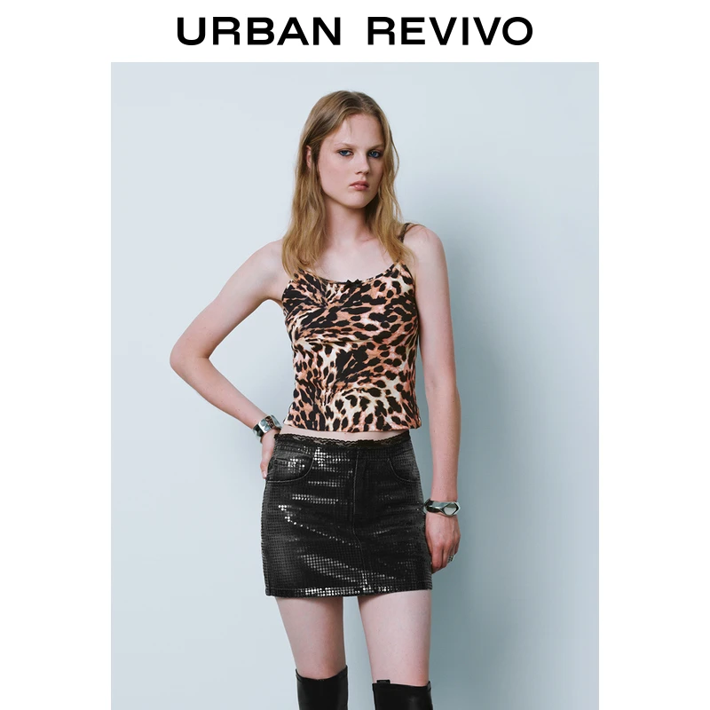 UR女潮流辣妹氛围感豹纹印花吊带背心UYV440066