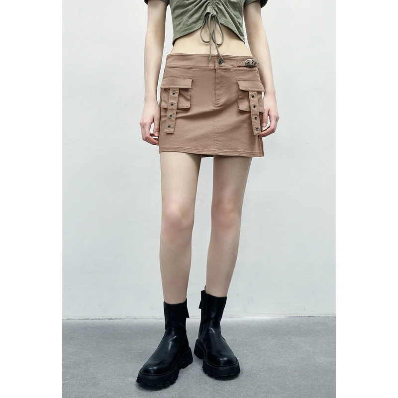 UR夏季新款女装美式复古纯欲辣妹工装口袋宝藏半裙UWL532035