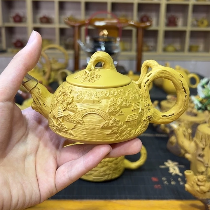 山水紫砂壶石瓢廾**匸