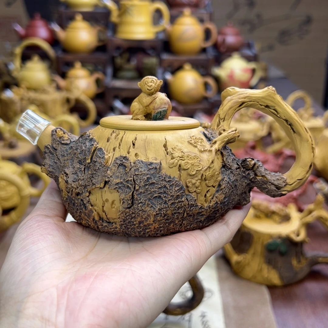 紫砂楠*v紫砂树桩灵猴壶