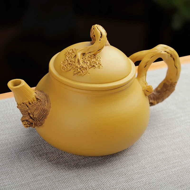 真迹仿木堆雕紫砂壶全手工段泥壶泡茶壶泡茶器送礼纯手工茶具配件