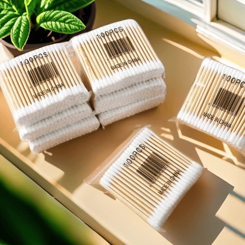 【到手10包】 一次性棉花棒棉签鞋缝擦掏耳朵棉棒卸妆清洁圆头
