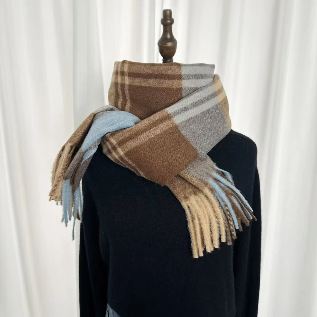 2024年新款格子秋冬新款格子围巾双面加厚保暖披肩围巾网红款百搭