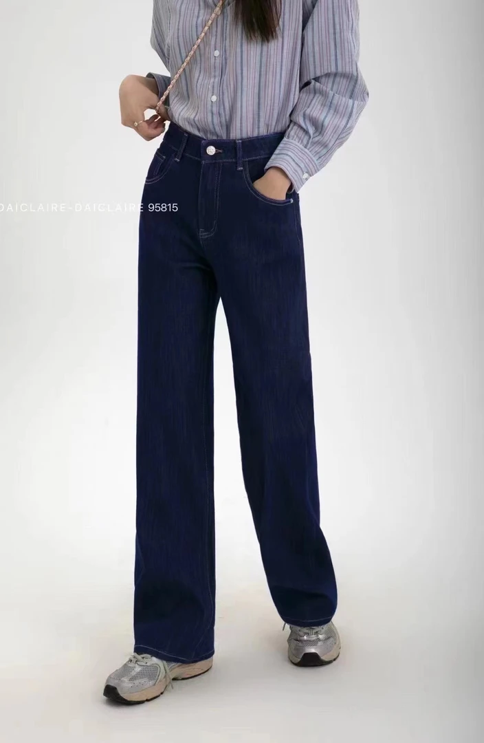 【疏疏优选】代嘉儿高腰显瘦普洗蓝阔牛仔裤