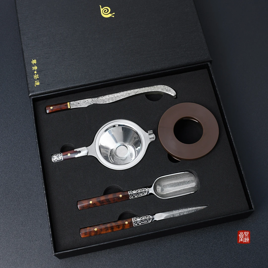 高档大马士革茶具茶钳茶道六君子茶漏茶夹茶勺茶刀养壶笔2025新款
