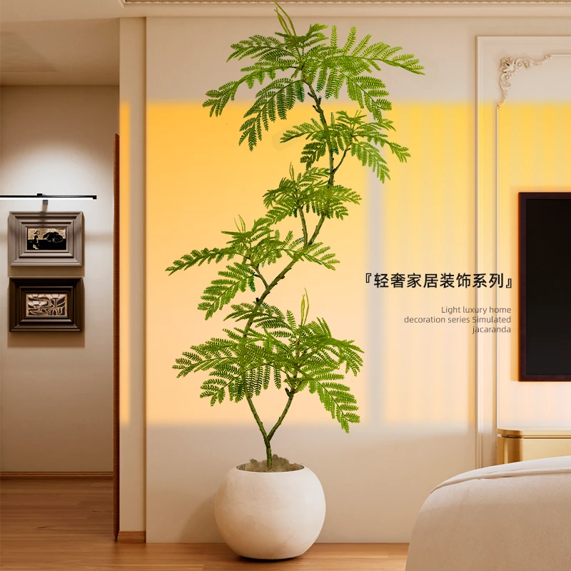 仿真绿植蓝花楹盆栽客厅室内大型高端轻奢高品质假树落地摆件造景