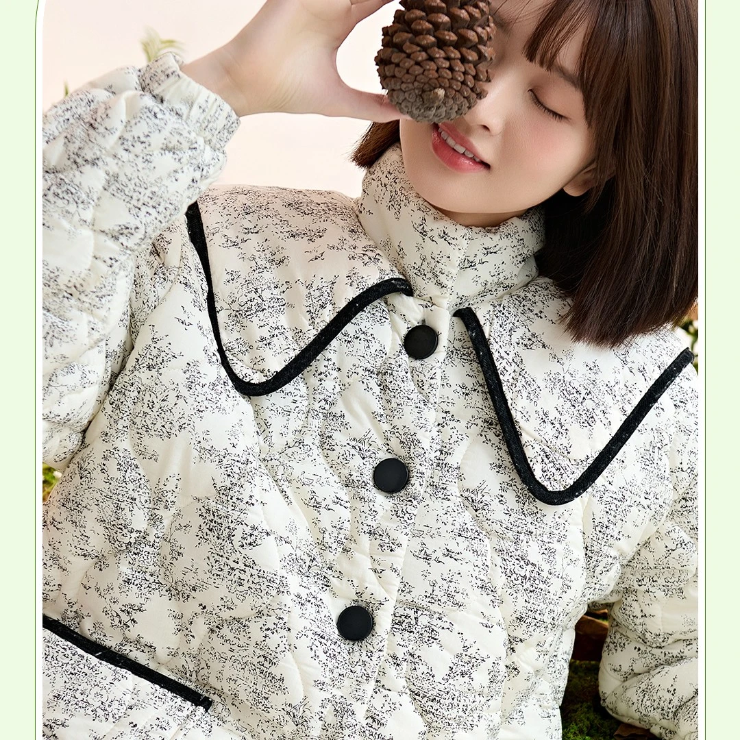 2024秋冬时尚外穿家居服睡衣加厚翻领碎花34912045