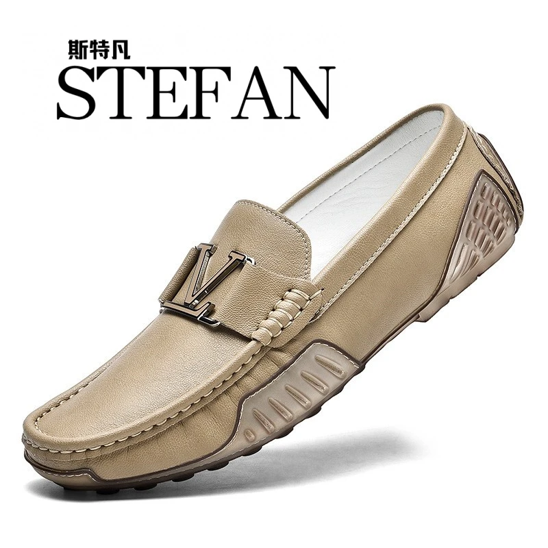 欧洲站套脚豆豆鞋男士男款轻奢皮鞋透气高档休闲大码豆豆鞋男款